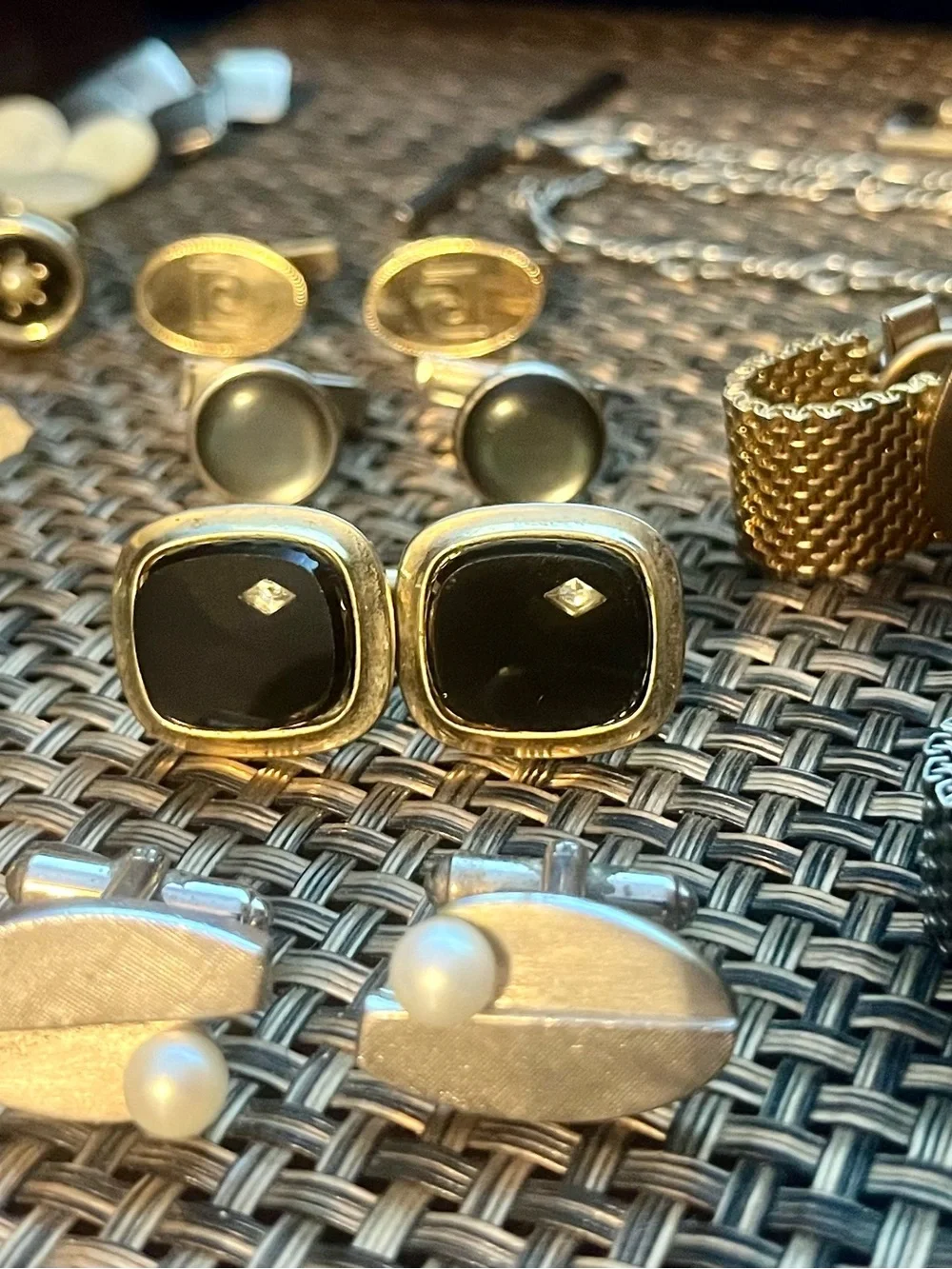 Vintage Men's Formal Jewelry Estate Lot - 35+ Pcs 12K GF Pocket Watch, Cufflinks